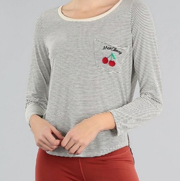 🆕️NWT Avocado Brand Mon Cherry Striped Top - Picture 3 of 12